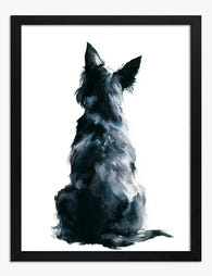 Midnight Scottie Silhouette Art Print Black