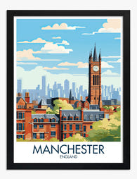 Manchester Skyline Poster Art Print - Black