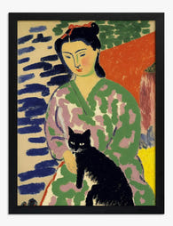 Matisse Muse & Cat Charm Art Print - Black