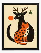 Whimsical Companions Art Print Black