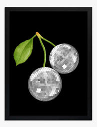 Disco Cherry Glow Art Print - Black