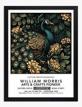 Morris Peacock Botanical Art Print - Black