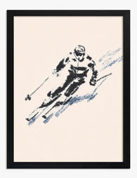 Bold Skier in Motion Art Print Black