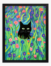 Enchanted Cat Retreat Art Print - Black