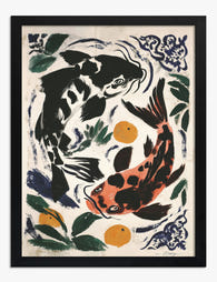 Koi Harmony Art Print Black