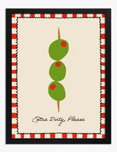 Martini Olive Trio Art Print - Black