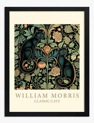William Morris Botanical Cats Art Print Black