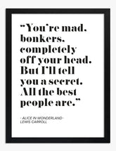 Wonderland Wisdom Art Print - Black