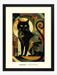 Kandinskys Cat Elegance Art Print - Black