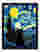 Starry Night Cat by Van Gogh Art Print - Black