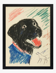 Playful Black Lab Portrait Art Print Black