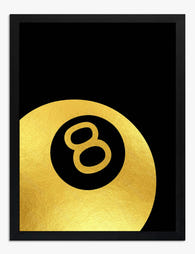 Golden Eight Ball Gold Foil Art Print Black