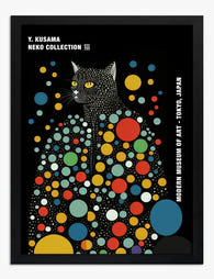 Kusamas Colorful Cat Art Print - Black
