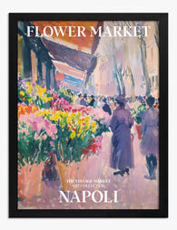 Napoli Flower Market Vibes Art Print - Black