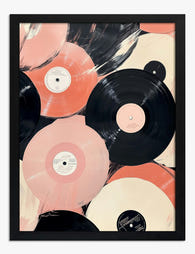 Retro Vinyl Vibes Art Print Black