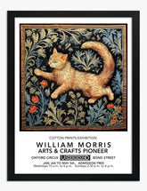 William Morris Ginger Cat Art Print - Black