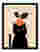Playful Cat & Apple Art Print - Black