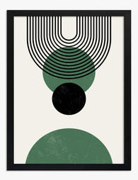 Modern Green Geometry Art Print - Black
