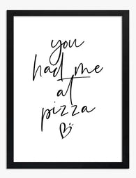 Pizza Love Quote Art Print - Black