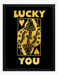 Lucky Queen Gold Foil Art Print Black
