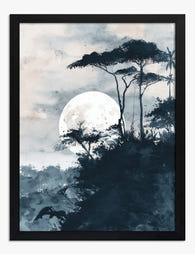 Midnight Jungle Glow Art Print - Black