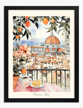 Florence Balcony Vista Art Print - Black