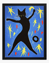 Matisse Cat Blue Dance Art Print - Black