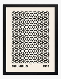 Bauhaus Geometric Grid Art Print - Black