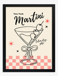 New York Martini Chic Art Print - Black