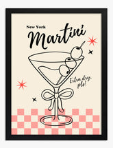 New York Martini Chic Art Print - Black