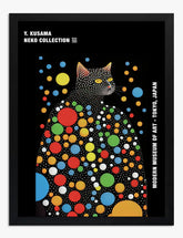 Kusama-Inspired Feline Wonder Art Print - Black