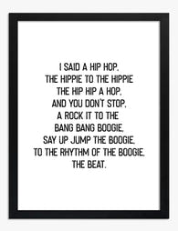 Hip Hop Anthem Lyrics Art Print - Black