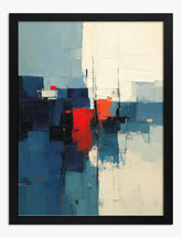 Bold Blue & Red Balance Art Print Black