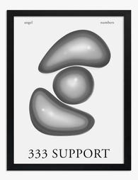 333 Angel Number Glow Art Print - Black