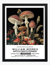 William Morris Botanical Mushrooms Art Print - Black