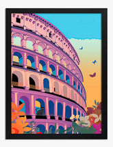 Vibrant Roman Colosseum Art Print - Black