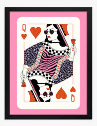 Chic Queen of Hearts Art Print - Black