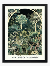 Enchanted Botanical Retreat Art Print Black