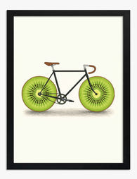 Kiwi Wheels Bicycle Art Print Black