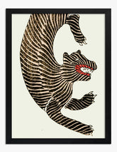 Striped Tiger Motion Art Print - Black