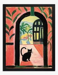 Matisse Inspired Moroccan Cat Art Print Black