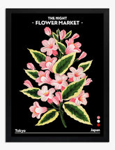 Tokyo Night Blooms Art Print Black