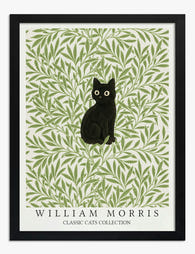 William Morris Cat Willow Art Print - Black