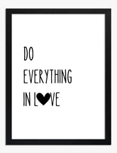 Love & Heart Typography Art Print - Black