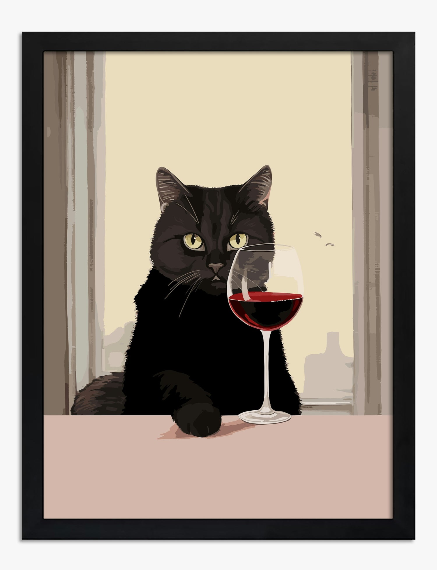 Sophisticated Feline Vibes Art Print - Black