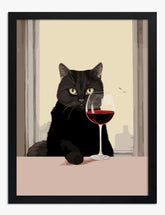 Sophisticated Feline Vibes Art Print - Black