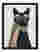 Cool Cat in Striped Scarf Art Print - Black