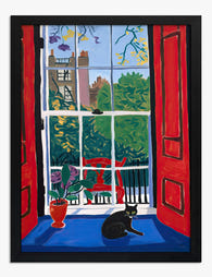 Matisse Window with Cat Art Print - Black