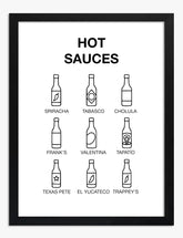 Spicy Sauce Lineup Art Print - Black