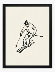 Minimalist Ski Moment Art Print Black